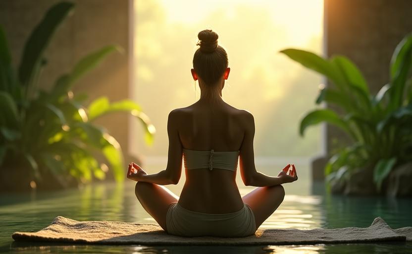 Persona meditando en un entorno tranquilo, simbolizando el detox digital